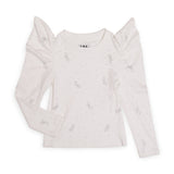 MIA New York Bows Puff Sleeve Top & Skirt Set ~ White/Silver