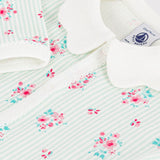 Petit Bateau l/s Striped Floral Print Romper w/ Scalloped Collar ~ Multi