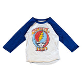 Rowdy Sprout Baby Grateful Dead Steal Your Face Classic l/s Raglan Tee ~ Vintage White/Blue