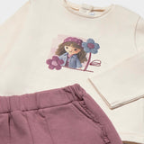 Mayoral Baby Girl Zip Hoodie, l/s Top & Pants Set ~ Violet