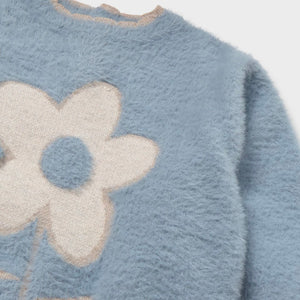 Mayoral Baby Girl Flower Fuzzy Knit Sweater ~ Hummingbird