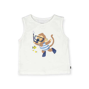 Mayoral Baby Boy Tank, Swim Trunks & Hat Set ~ Scuba Monkey