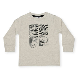 Mish Dino Comic l/s Tee ~ Oatmeal