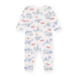 Petit Bateau Front Snap Parisian Print Footie ~ White/Blue