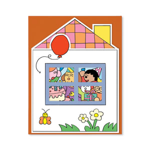 Wrap Birthday House Party Shaped Card