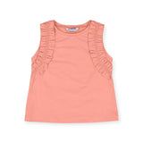 Mayoral Girls Ruffle Tank Top w/ Studs ~ Flamingo