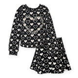 Baby Sara Embellished Knit Hearts Sweater & Skirt Set 7-12 ~ Black Multi