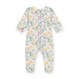 Petit Bateau Velour Front Snap Floral Footie ~ White Multi