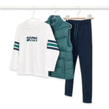 Mayoral Boys Puffer Vest, l/s T-Shirt & Sweatpants Set ~ Dark Lake