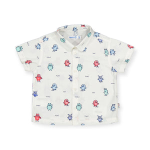 Mayoral Baby Boy Printed s/s Shirt~ Monsters/White