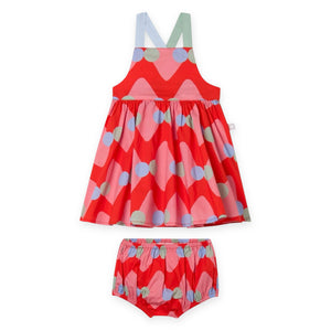 Stella McCartney Baby Girl Charleston Geometric Print Dress w/ Bloomers ~ Red/Pink