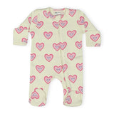 Baby Steps Zip Footie ~ Soft Hearts/Sand