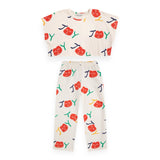 Bobo Choses Smiling Cropped T-Shirt & Sweatpants Set ~ Off White Multi