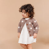 The Blueberry Hill Knit Flowers Cardigan ~ Tan
