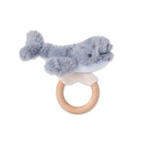 Elegant Baby Plush Whale Wooden Ring Rattle