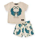 Rock Your Kid Tiger Twins T-Shirt & Go Tiger Shorts Set ~ Oatmeal/Multi