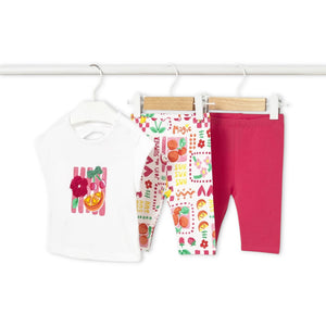 Mayoral Baby Girl 3D Fruit Top & Two Leggings 3pc Set ~ Hibiscus