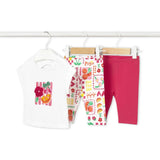 Mayoral Baby Girl 3D Fruit Top & Two Leggings 3pc Set ~ Hibiscus