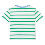 Petit Bateau Boys Striped s/s T-shirt w/ Trim ~ White/Green