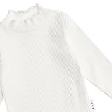 Huxbaby Daisy Scalloped Knit Cardi, Ribbed l/s Top & Leggings Set ~ Seaside/Almond Milk