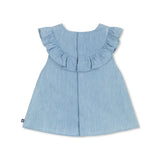 Petit Bateau Baby Sleeveless Chambray Blouse & Shorts w/ Scallop Detail Set ~ Blue