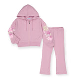 Mayoral Girls Zip Hoodie & Sweatpants Set ~ Floral/Mauve