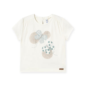 Mayoral Baby Girl s/s T-Shirt w/ Butterflies ~ Natural/Aqua