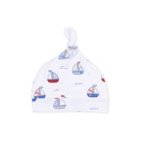 Angel Dear Knotted Hat ~ Bubbly Sailboats Blue