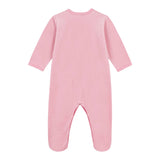 Petit Bateau Front Snap Velour Footie w/ Heart Detail ~ Pink