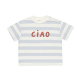 Rylee + Cru Ciao Relaxed Tee & Shorts Set ~ Ivory Stripe/Light Blue