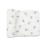 Little Unicorn Organic Cotton Muslin Swaddle ~ Pewter Planes