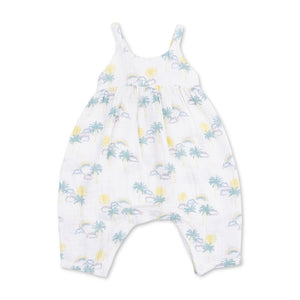 Angel Dear Muslin Tie Back Romper ~ Palm Trees & Rainbows