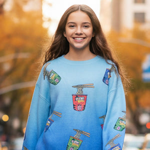Baby Sara Noodle Print Sweater ~ Blue Multi