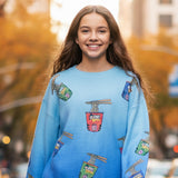 Baby Sara Noodle Print Sweater ~ Blue Multi