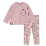 Mayoral Baby Girl Embroidered l/s T-Shirt & Floral Print Leggings Set ~ Mauve