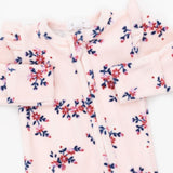Angel Dear 2 Way Zipper Velour Frill Sleeve Footie ~ Nora Floral