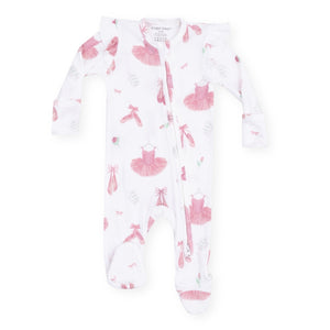 Angel Dear 2 Way Zipper Ruffle Sleeve Ribbed Footie ~ Ballet Things