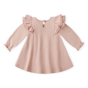 Quincy Mae l/s Flutter Dress ~ Rose