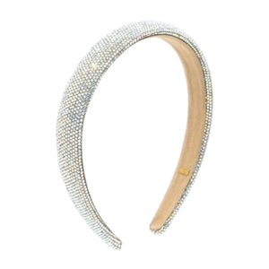 Bari Lynn Thin Fully Crystallized Headband ~ Silver
