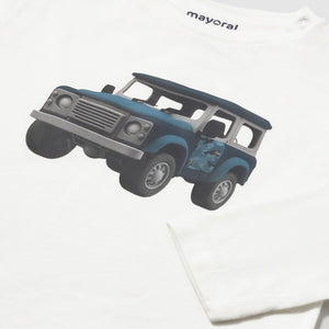 Mayoral Baby Boy l/s Jeep T-Shirt ~ Cream