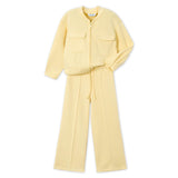 Mayoral Girls Pique Zip Sweatshirt & Pants Set ~ Vanilla