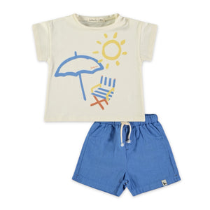 Babyclic s/s Graphic T-Shirt & Tim Woven Shorts Set ~ Playa/Electric Blue