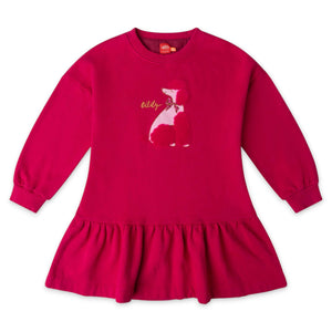 Oilily Girls Drole Poodle Sweatshirt Dress ~ Fuchsia