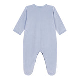 Petit Bateau Front Snap Velour Footie w/ Heart Detail ~ Blue