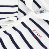 Petit Bateau l/s Striped Romper w/ Sailor Collar ~ White/Navy