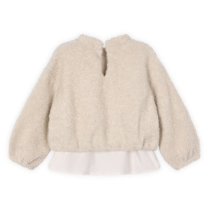 Mayoral Girls Bi-material Sweater ~ Almond
