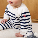Petit Bateau Knit Striped Sweater & Pants Set ~ White/Navy
