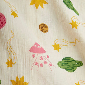Mini Rodini Baby s/s Muslin Space Print Dress ~ Off-White
