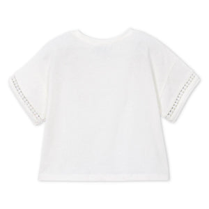 Mayoral Girls Tie Front s/s Top 7-12 ~ Natural