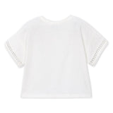 Mayoral Girls Tie Front s/s Top 7-12 ~ Natural